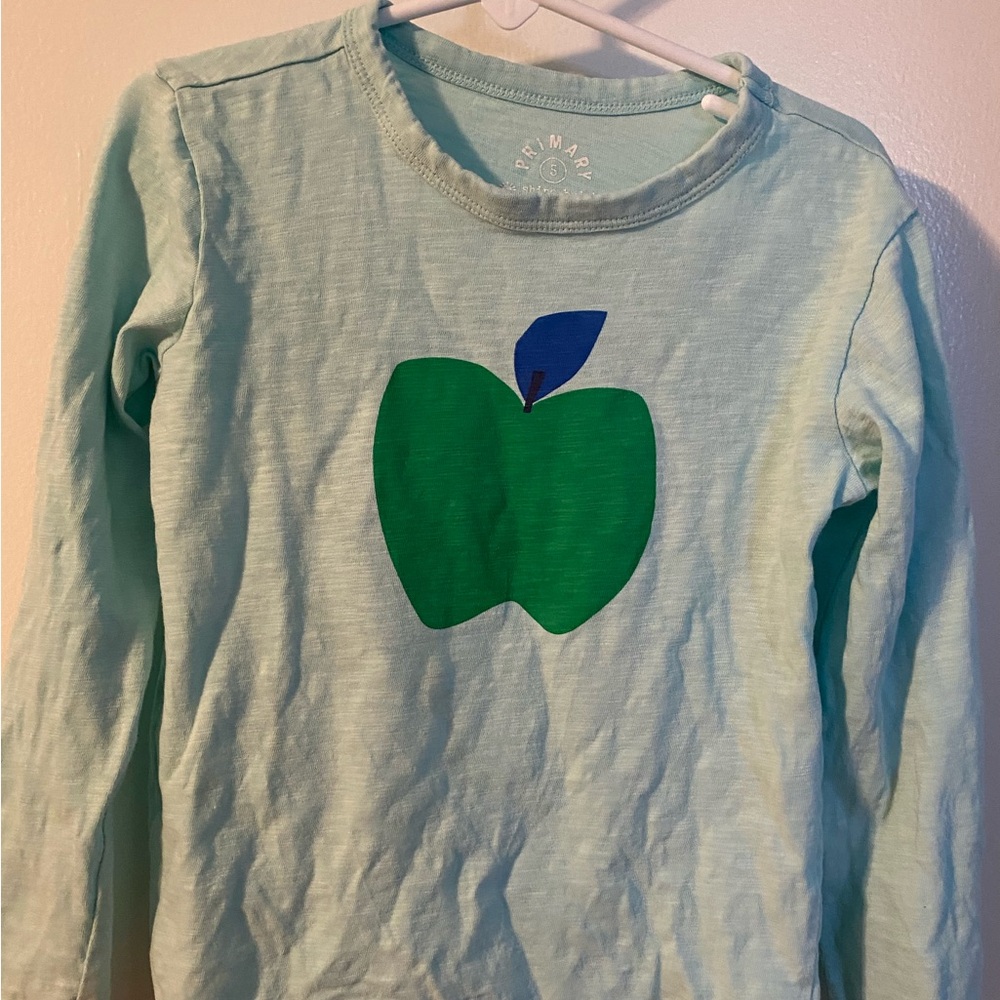 Primary Light Green Long Sleeve Tee with Green Apple size 5, good condition